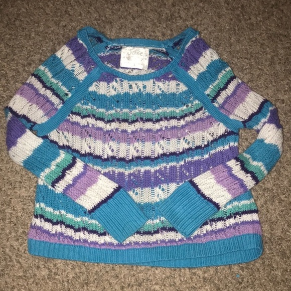 Justice Other - Justice StripedLong Sleeve Chunky Blue and Purple Knitted Sweater Top